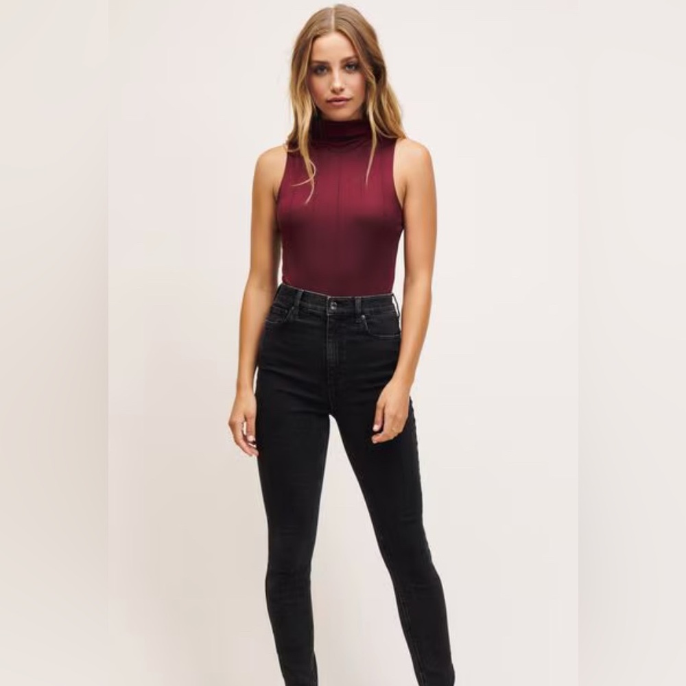 Burgundy mock neck bodysuit